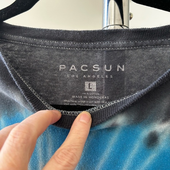 Pac Sun blue, black, gray and white long sleeve tie dye shirt - Picture 4 of 11